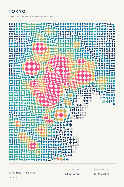 Tokyo building height poster