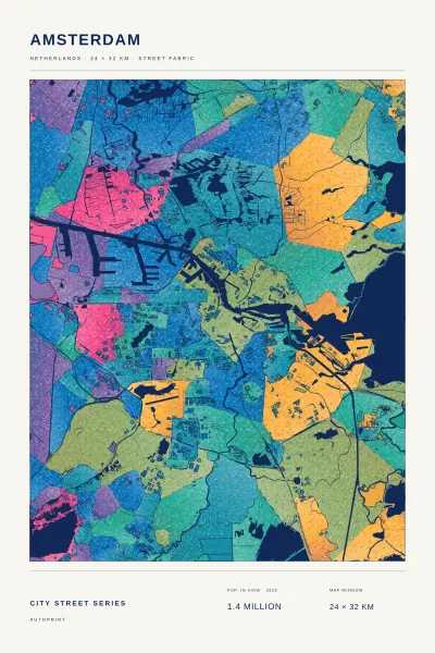 Amsterdam street fabric poster