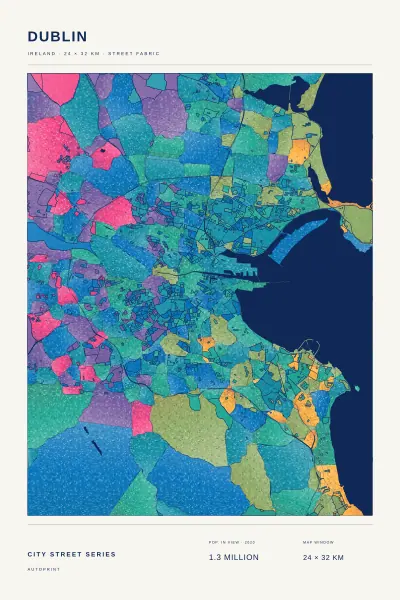 Dublin street fabric poster