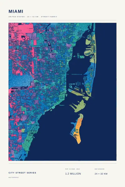 Miami street fabric poster