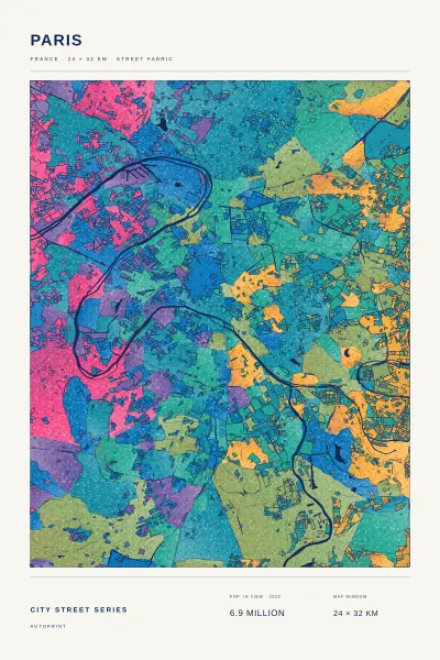 Paris street fabric poster