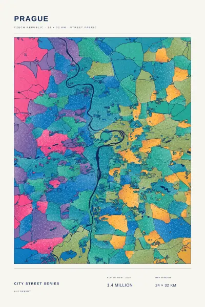 Prague street fabric poster