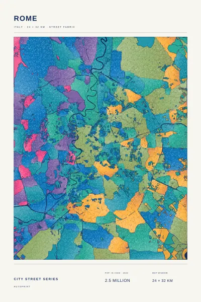 Rome street fabric poster