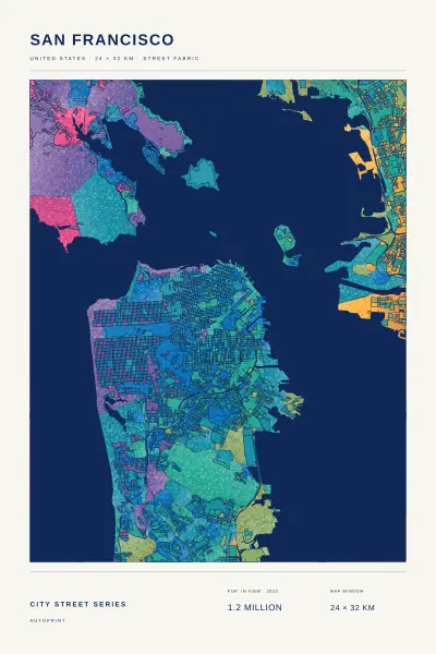 San Francisco street fabric poster