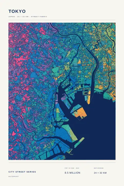 Tokyo street fabric poster