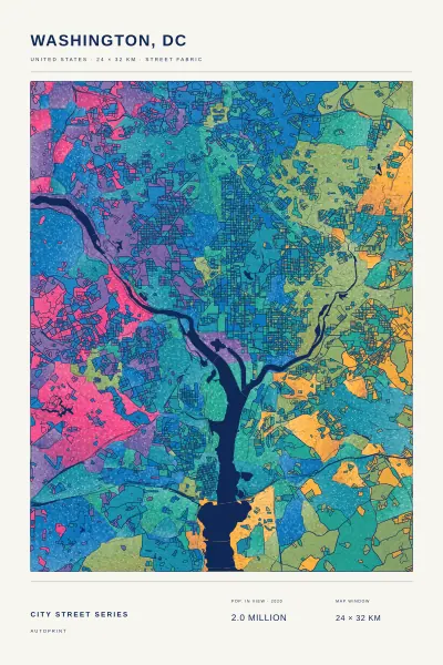 Washington, DC street fabric poster