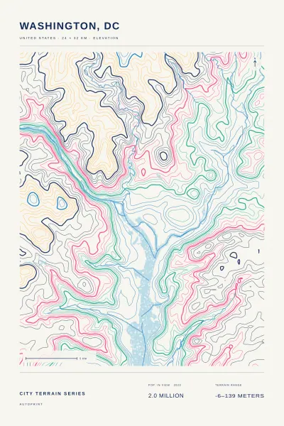 Washington, DC terrain poster